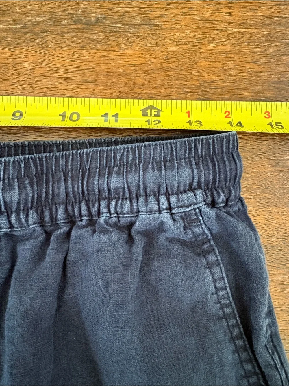QUINCE 100% European Linen Drawstring Beach Deep Navy Straight Elastic Pants